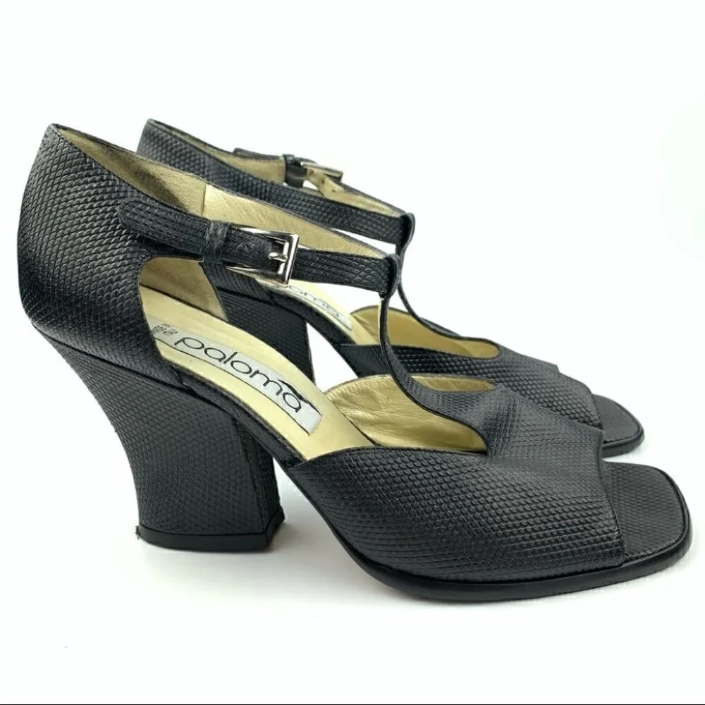 Paloma heels 7 Italian leather snakeskin print